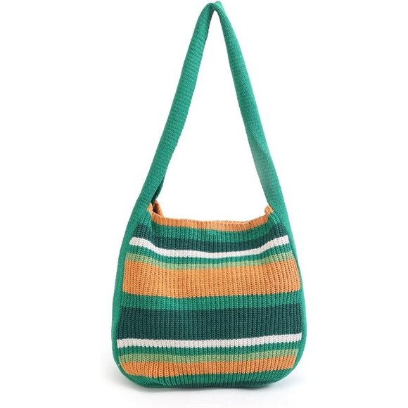 Women's Green-A Shoulder Handbags Crocheted Bags Large Knit Bag Tote Bag - Picture 1 of 9